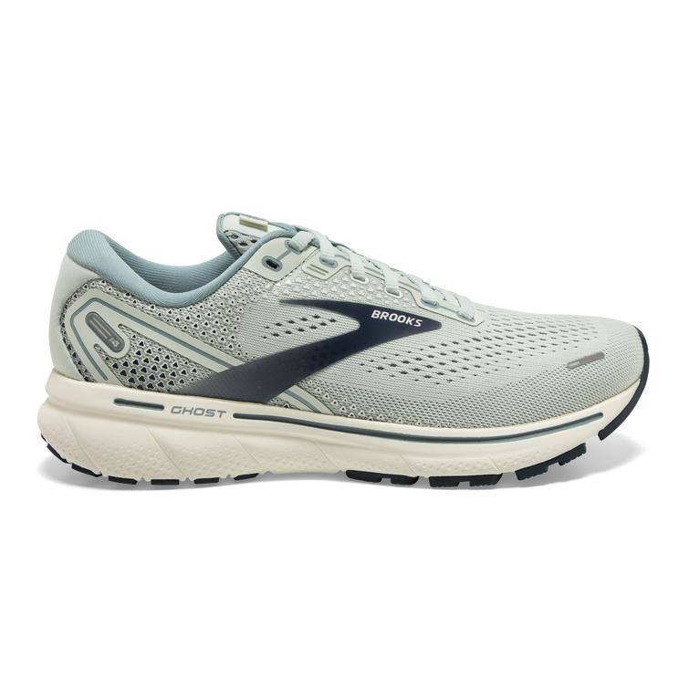 Brooks Ghost 14 Cushioned Road Running Shoes - Women's - Mint Aqua Glass/Whisper White/Navy (60458-Q